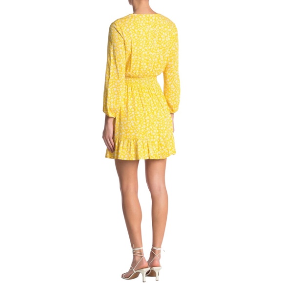 Collective Concepts Long Sleeve Button Front Floral Print Dress Yellow Floral XL - Picture 2 of 13